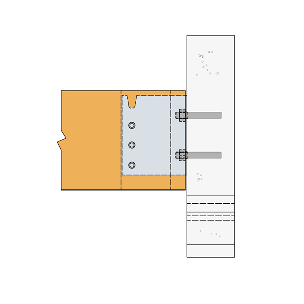 Balkdrager verborgen houtverbinder met insteekblad en inkeping BTC520-B detail 3