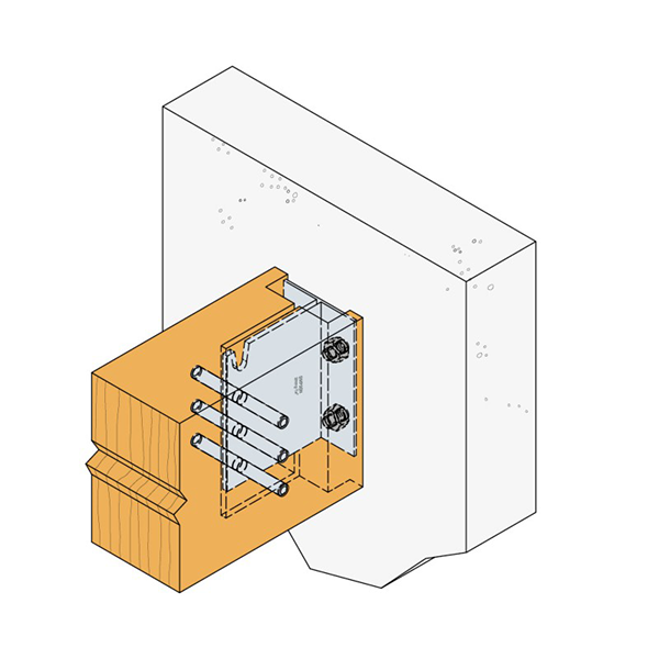Balkdrager verborgen houtverbinder met insteekblad en inkeping BTC120-B detail 5
